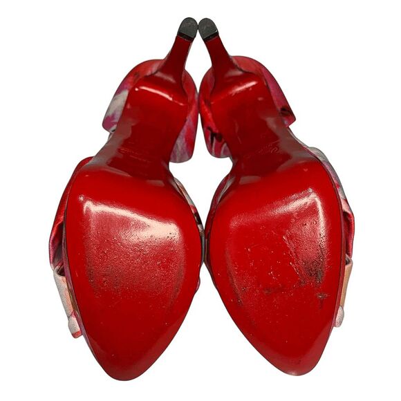 Christian Louboutin Volpi 150 Popi Heel Pink Peep Toe Fabric Pump EU 38.5 US 8.5 - Picture 6 of 10